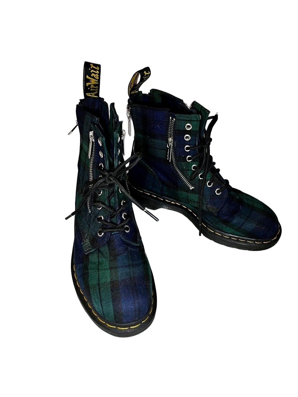 Dr. Martens 1460 Combat Boots Blue Green Tartan Men’s 8 / Women’s 9